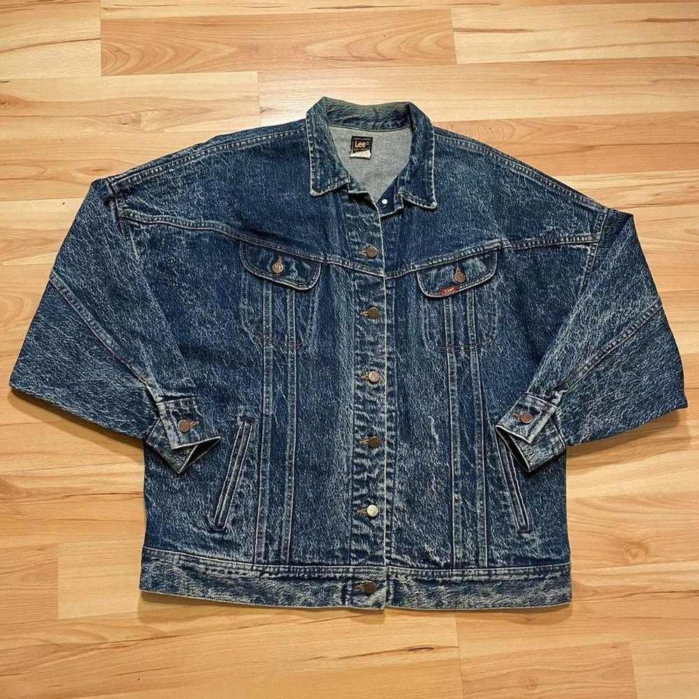 Vintage Lee Riders Made in America acid wash denim jacket